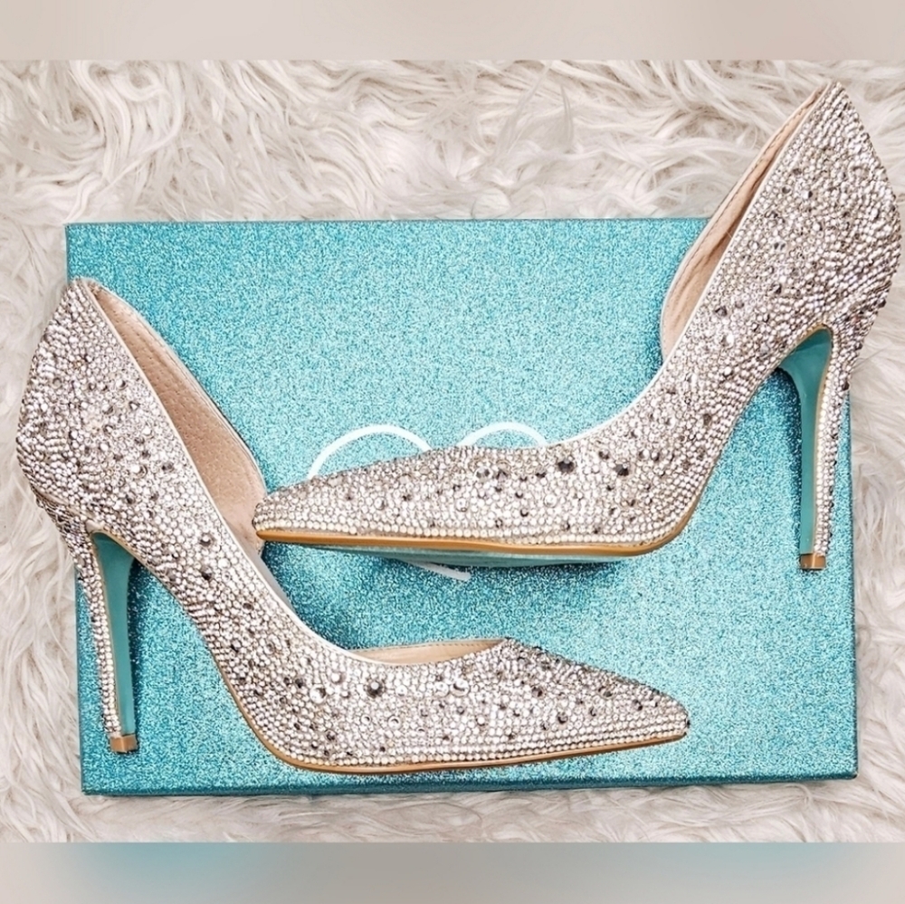 Elegant Silver Embellished Women's Heels